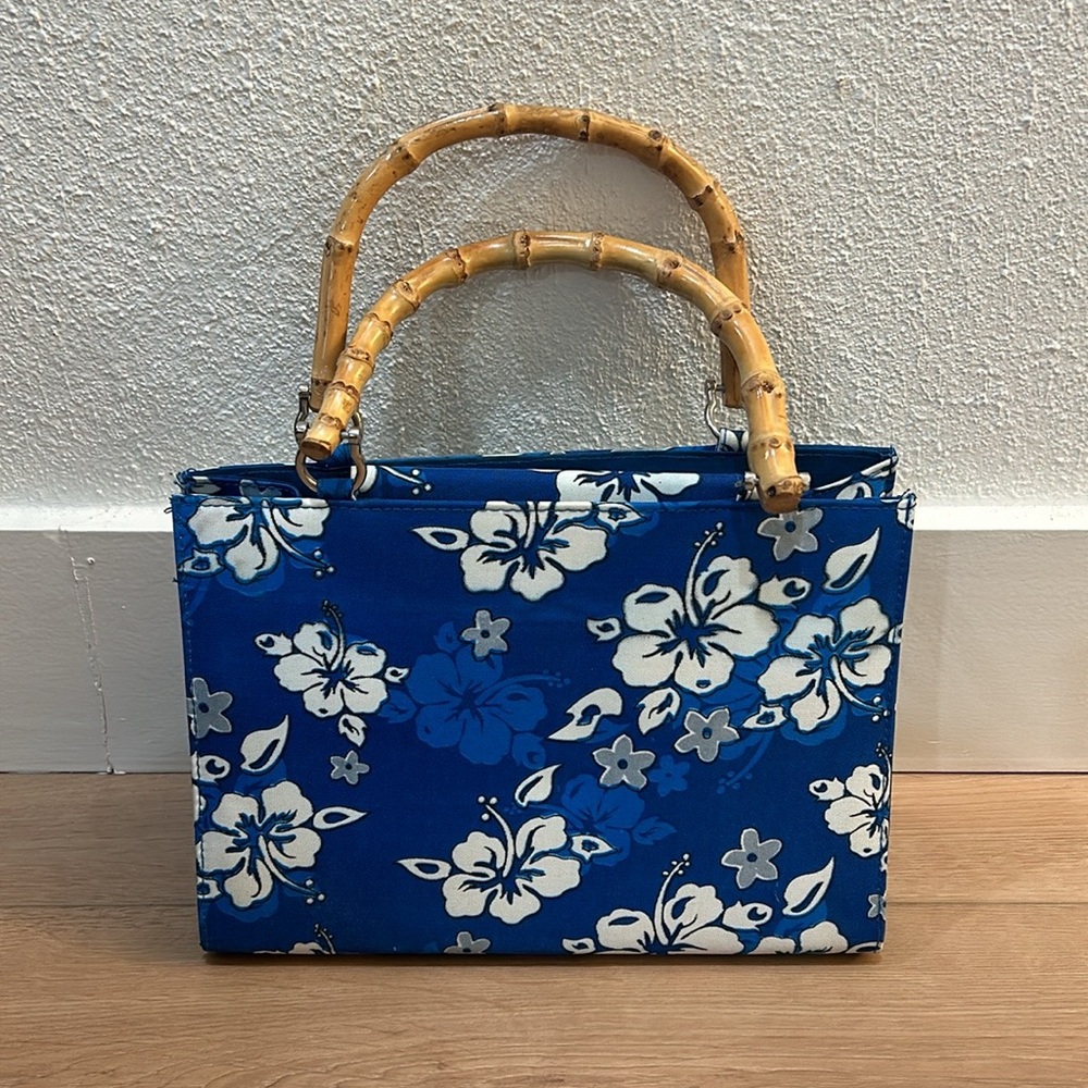Y2K Hawaiian Print Bag Bamboo Handles